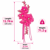 Applique florale 3D en maille perlée faite à la main avec strass et pompon pour vestes en tweed, robes, Qipao, robes de mariée, décoration DIY