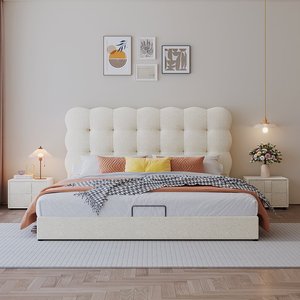 أثاث منزلي بتصميم حديث بسعر الجملة مخصص مريح تيدي مخملي للنوم أبيض دسم إطار للفتيات - Product Image 2