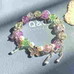 10mm Meteor Butterfly Crystal <b>Beaded</b> <b>Bracelet</b> Colorful Gradient Glass Beads Tassel Pendant Stretch <b>Bracelet</b> - Product Image 4