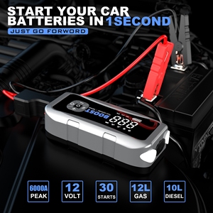 Démarreur de voiture en plastique 6000A avec compresseur d'air, gonfleur de pneus 160 PSI pour booster, banque d'alimentation d'urgence alternative - Product Image 3