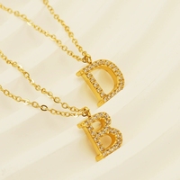 Collar de Letras de Zirconia para Niños, Chapado en Oro de 18k, de Acero Inoxidable, a la Moda, Venta al por Mayor de Fábrica, Resistente al Agua, Regalo para Fiestas