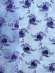 Bebé azul tela bordada tul tela plana bordado flor tela encaje francés para niñas vestido de encaje - Product Image 5