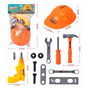 Ensemble d'outils de réparation en plastique unisexe, <span class=keywords><strong>perceuse</strong></span>, marteau, tournevis, clé à molette, <span class=keywords><strong>jouet</strong></span> éducatif pour enfants - Product Image 1