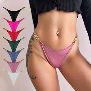 Nuevos Tangas Sexys de Mujer con Cadena Metálica, Corte Alto, Efecto Levanta Cadera y Cintura Baja - Product Image 1