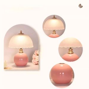 Cream Ceramic <b>Minimalist</b> Simple <b>Table</b> Bedroom <b>Bedside</b> Study Use Luxury High-End Creative Atmosphere Bedroom LED Light - Product Image 4