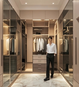 Armarios, Muebles de Dormitorio, Gabinete de Almacenamiento de MDF con Laminado de Melamina, con Puerta de Espejo, Madera Maciza - Product Image 6