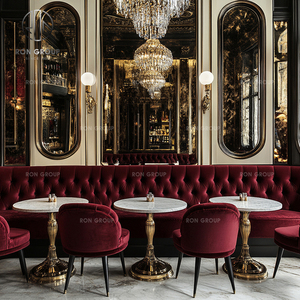 Juego de Muebles Vintage Personalizados Ron Group, Asientos Curvos de Terciopelo, Mesa de Mármol, Silla Tapizada para <span class=keywords><strong>Restaurante</strong></span> - Product Image 3