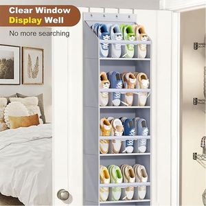 Over the Door Shoe Organizer for Closet <b>Large</b> Clear Pockets Hanging Shoe for Door Hanger Boot Holder Storage - Product Image 5
