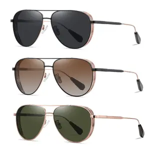 2024 New Design Men Fashion Pilot Polarized Metal Alloy TAC Lens Shades Sun Glasses Fishing Driving Sunglasses