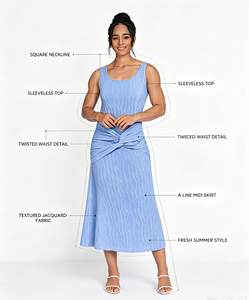 Nuovo Abito Estivo da Donna Senza Maniche con Spalline, Lunghezza <span class=keywords><strong>Midi</strong></span>, in Tessuto Tinta Unita, Elegante e Sexy, Modello A-Line - Product Image 6