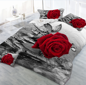 Hot bán 100% sợi nhỏ 3D tăng thiết kế in 100% sợi nhỏ Duvet cover tấm ga trải giường và bộ đồ giường đặt ở mức giá tốt - Product Image 3
