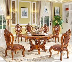 Éxito de Ventas Mesa de Comedor Antigua de Madera Tallada a Mano de Lujo Real Redonda para 6 u 8 Personas Estilo Europeo de Madera Maciza - Product Image 2