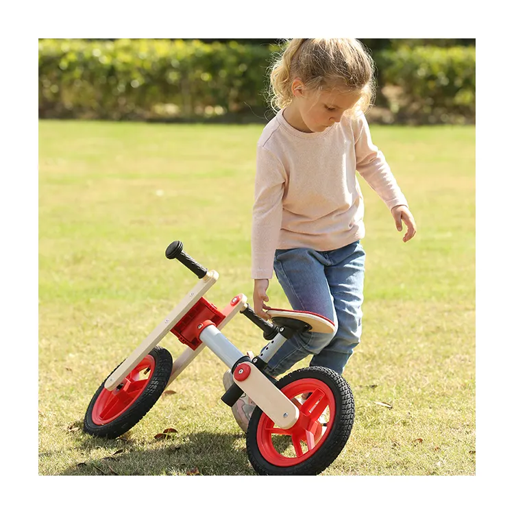 UDEAS Jouets de marche pour enfants de 12 pouces Vélo d'équilibre en bois sans pédale avec pneu EVA