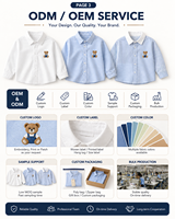 Chemise Oxford Garçon 2026 à Manches Longues en Coton, Boutonnée, Broderie Ours, Décontractée, Style Preppy, Légère, pour Uniforme Scolaire et Usage Quotidien