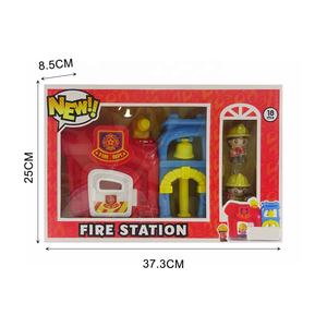 Cartone animato caserma dei pompieri Play Set per i bambini con simpatici accessori dettagliati e attrezzatura da vigile del fuoco per coinvolgere finte avventure <span class=keywords><strong>di</strong></span> gioco - Product Image 5