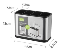 Égouttoir à éponges 3-en-1 en acier inoxydable avec distributeur de savon pour ustensiles de cuisine et couverts