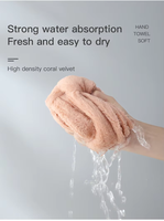 Serviettes décoratives sans peluches, en velours corail, haute absorption, douces pour la peau, pour sécher les mains, articles de bain créatifs
