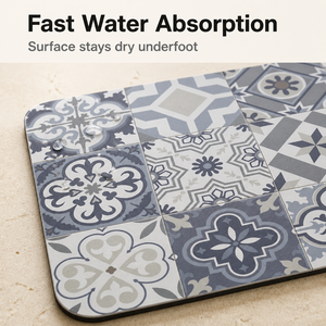 Tapis de bain en diatomite et caoutchouc Jacey, absorbant l'eau, séchage rapide, motif carreaux, antidérapant, 50x80cm pour salle de bain - Product Image 4