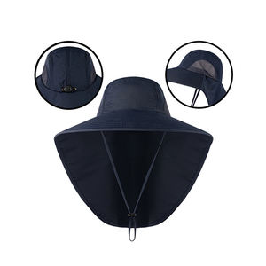 Chapeau de soleil d'extérieur UPF 50 + Chapeau de pêche en maille à large bord avec rabat pour femmes hommes - Product Image 1