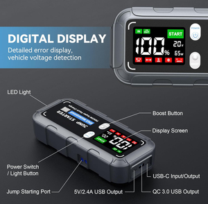Zk005 di động xe nhảy khởi động IP65 không thấm nước pd65w dẫn ánh sáng sạc nhanh với màn hình LCD đa chức năng công cụ khẩn cấp Kit - Product Image 3