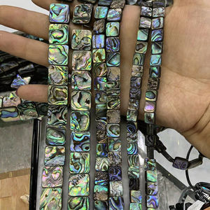 Perles de coquille d'ormeau naturelles RZ 10 mm, cordons de coquillages, forme carrée, en vrac, fabriquées à la main en Inde pour la fabrication de bijoux - Product Image 3