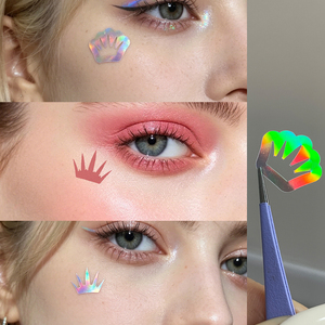 Autocollants de <span class=keywords><strong>tatouage</strong></span> temporaire pour le visage, effet holographique étoile, pour festival de musique et soirée rave - Product Image 5