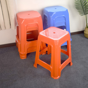 Durable Plastic Stackable Stool with Solid Back Contemporary Modern Design Large <b>Tall</b> Square for Living Room and Office Use - Product Image 5