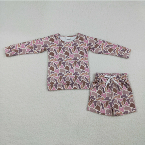 Ensemble de vêtements courts pour bébés filles, manches longues, rose, imprimé camouflage, avec poches, motif tie-dye - Product Image 6