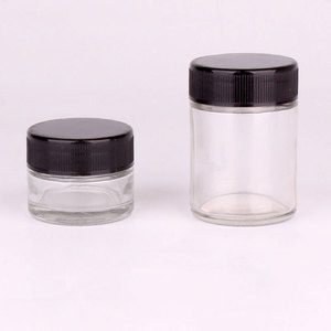 Wholesale 60ml 90ml 110ml 180ml Flat Bottom Round Glass Jar with Child Resistant CRC Lid Custom Glass Stash Flower Jar Bottle - Product Image 1