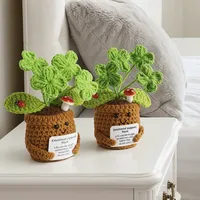Adorable poupée végétale apaisante en pot, décoration trèfle à quatre feuilles, favorise l'épanouissement des jolies fleurs en pot