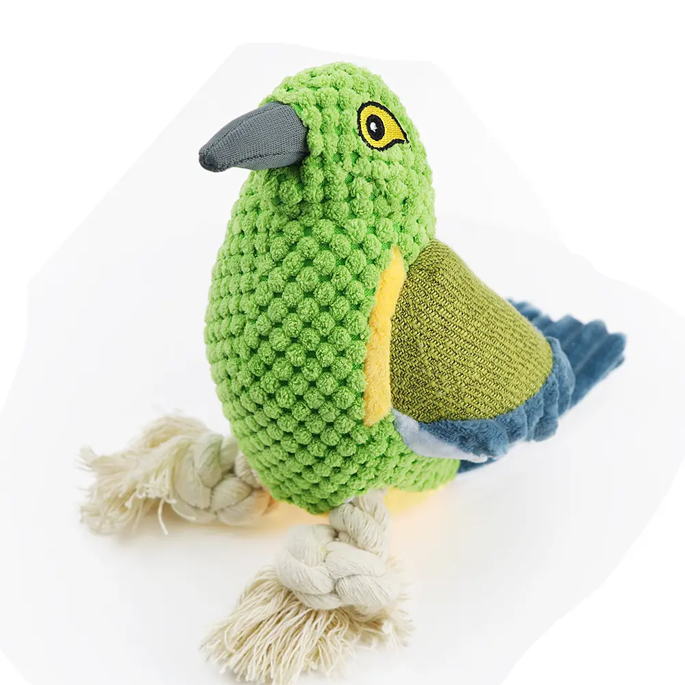 Peluche de algodón suave con forma de pájaro para mascotas, juguete para morder, duradero, interactivo