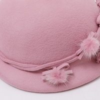 Béret en laine rose rétro pour femme, style Hepburn, avec pompon, pour l'automne et l'hiver, chapeau de luxe léger pour banquet et cérémonie de mariage