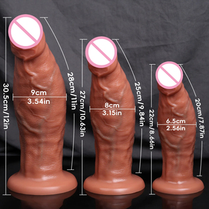 Dildo réaliste non coupé en silicone souple <span class=keywords><strong>avec</strong></span> <span class=keywords><strong>prépuce</strong></span> pour hommes - Product Image 3