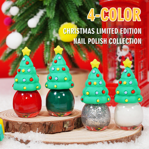 Ensemble de vernis à ongles de Noël, 4 couleurs, rouge, <span class=keywords><strong>vert</strong></span>, blanc, argent, kit de vernis à ongles à séchage rapide, <span class=keywords><strong>manucure</strong></span> DIY, salon à domicile, cadeau pour femmes et enfants - Product Image 2
