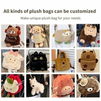Sac à dos en peluche chat noir personnalisé BIPU avec matériau en coton pour enfants - Cadeau de Noël unisexe
