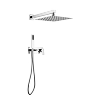 Ensemble de douche mural en laiton finition noire moderne avec mitigeur thermostatique