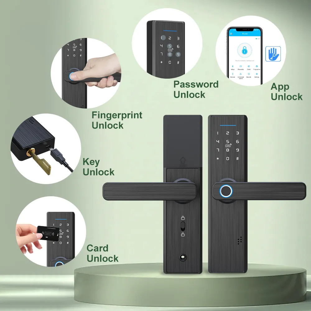 WiFi Smart Digital Door Lock Cylinder Key and Card Type for Home Security with Fingerprint Access digital lock smart locks