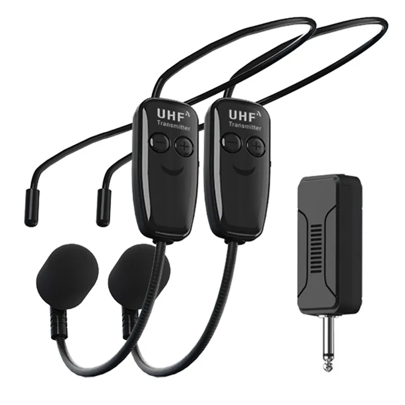 2 Bộ đào tạo tour du lịch UHF không dây mic nhà sản xuất tai nghe với Microphone không dây đầu gắn microphone hệ thống