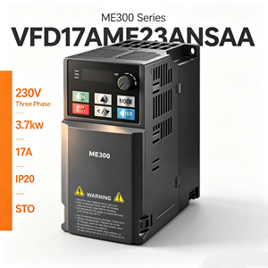 ไดรฟ์ AC รุ่นดั้งเดิม VFD17AME23ANSAA ME300 IP20 230V สามเฟส 3.7kW พร้อม Modbus ในตัว ระบบเบรกแบบ Chopper IM IPM SPM สำหรับมอเตอร์เครื่องผสม - Product Image 1