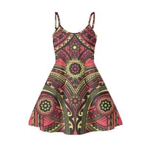 Twousenru îles Cook robe tribale autochtone frangipanier embelli jupe à bretelles noire haut de gamme robe de banquet costume couleur - Product Image 6