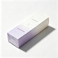 Boîte pliante large personnalisée avec logo, dégradé blanc lavande, pour ensemble de soins de la peau, imprimé vague botanique, emballage cosmétique en gros