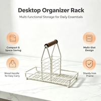 Panier de rangement de bureau élégant en fil de fer de qualité supérieure, support multifonctionnel pour bouteilles, idéal pour les condiments de cuisine et la décoration de salle de bain