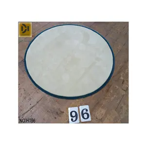 비 슬립 서클 러그 고품질 중국 수제 양모 카펫 술 청록색 베이지 색