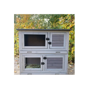 Enclos à lapins <span class=keywords><strong>en</strong></span> <span class=keywords><strong>bois</strong></span> à 2 niveaux avec roues, cage de jardin mobile pour petits animaux, pour usage intérieur/extérieur - Product Image 2