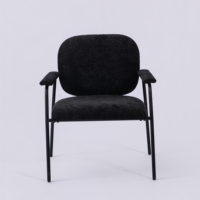 Fauteuil de loisirs moderne en tissu capitonné avec pieds en métal, dossier ailé et rembourrage en mousse inclinable – Idéal pour la maison, le bureau et la salle à manger