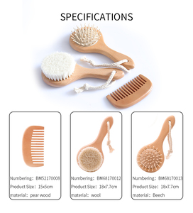 2022 Trendi logotipo personalizado pelo de cabra suave cepillo de madera para niños cepillo de pelo Natural para bebé barato al por mayor suministros para bebés - Product Image 2