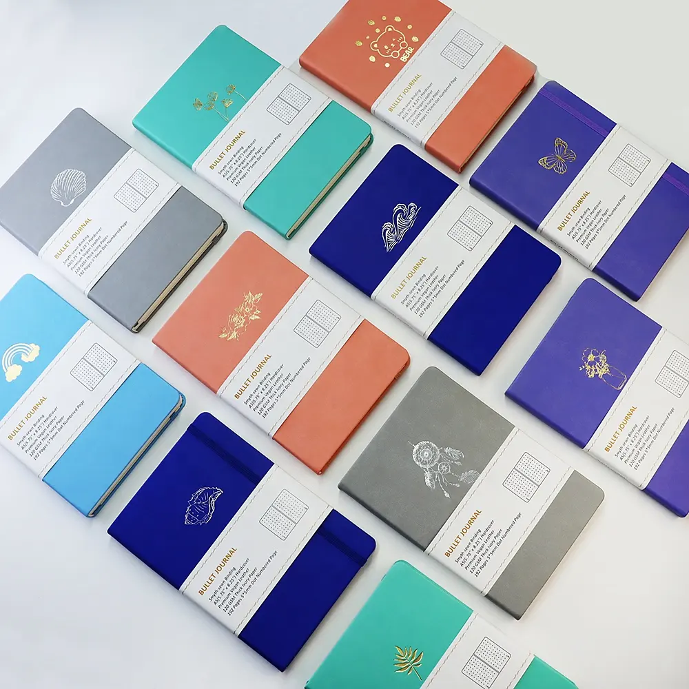 Оптовая продажа, необычная искусственная кожа карамельных цветов, в твердом переплете, 120 г/кв. М, бумага цвета слоновой кости без отверстий, пунктирный журнал с указательными страницами и указательными страницами