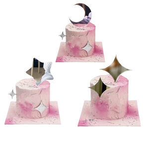 Decoración Acrílica de Estrella y Luna para Pasteles, Color Plateado, Suministros para Repostería de Fiestas de Cumpleaños - Product Image 1