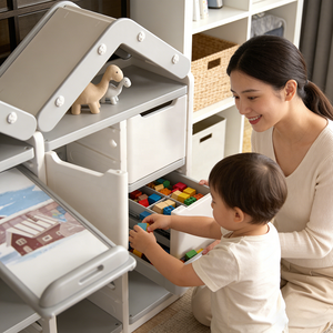 Libreria Moderna per Bambini con Ampio Spazio e <span class=keywords><strong>Armadio</strong></span> Portaoggetti per Giocattoli, Guardaroba per <span class=keywords><strong>Cameretta</strong></span> - Product Image 4