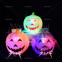 Lampu Labu LED 5,5 inci untuk Halloween, Pengiriman Cepat, Dekorasi Plastik untuk Trick-Treat, Hadiah Pesta